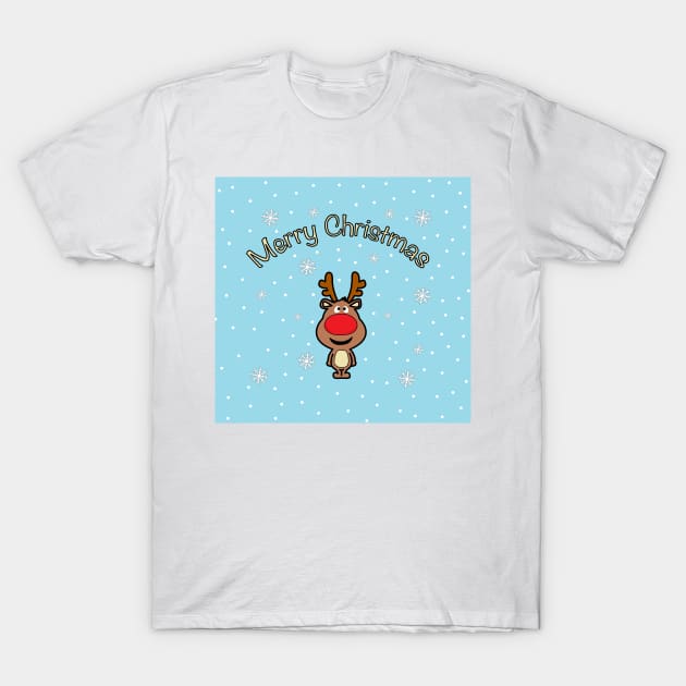 Rudolph the Red-Nosed Reindeer Merry Christmas - Santa Claus T-Shirt by JMPrint